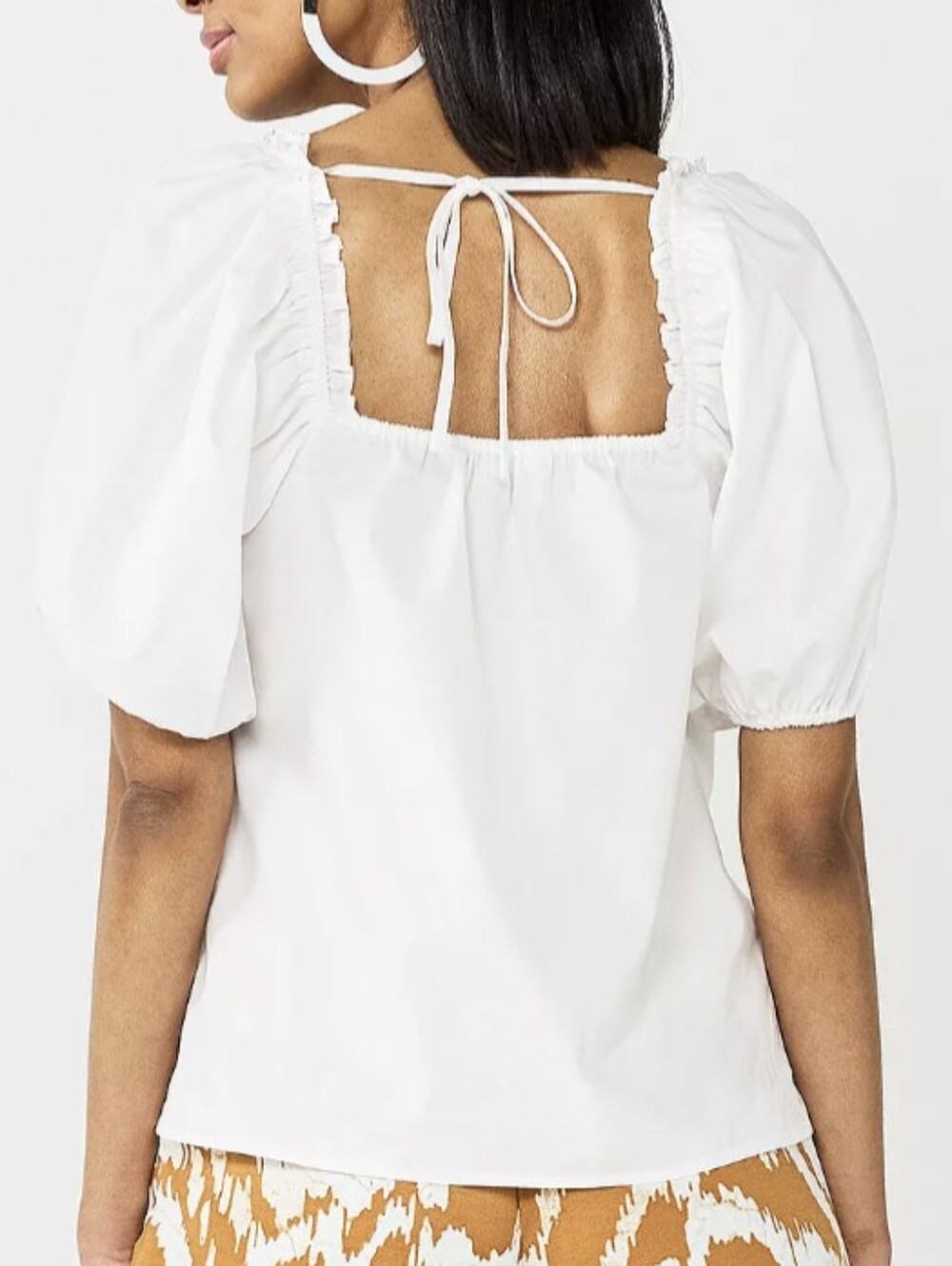 🆕Nine West White Square-Neck Puff Sleeve Blouse